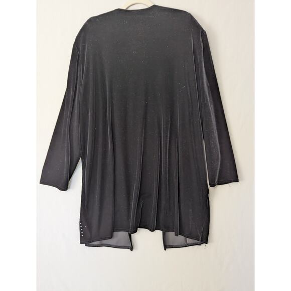 Vintage Onyx Nite Black Velvet Rhinestone Bling Jacket 90s Wimsygoth Y2K Size 24 - Picture 4 of 8